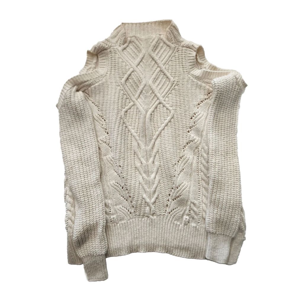 Rachel Roy Womens Cable-Knit Pullover Sweater, Off-White, XS EUC